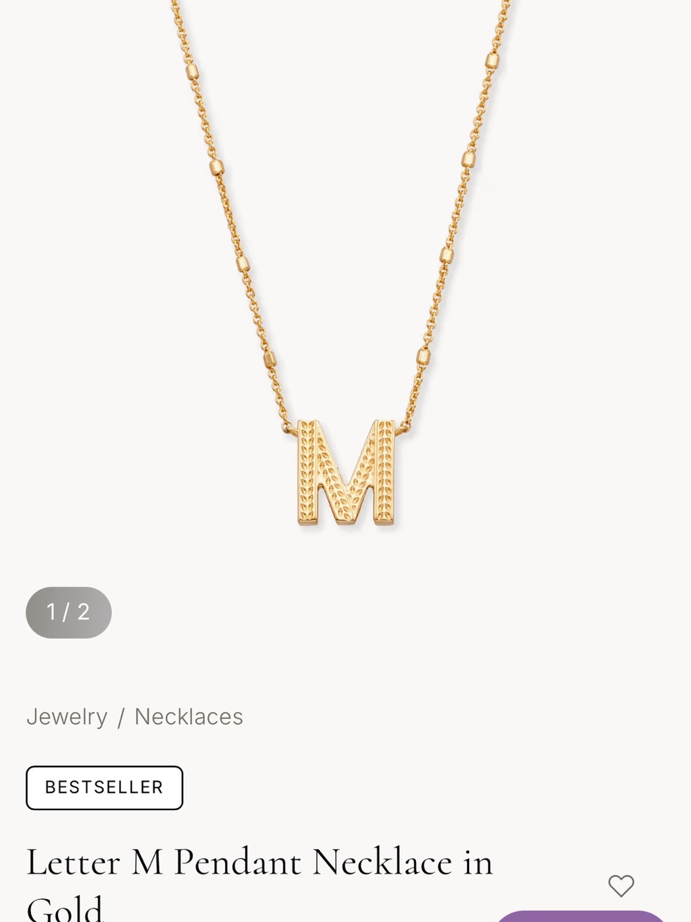 Kendra Scott - Gold Letter M Pendant Necklace - Classic Initial Necklace